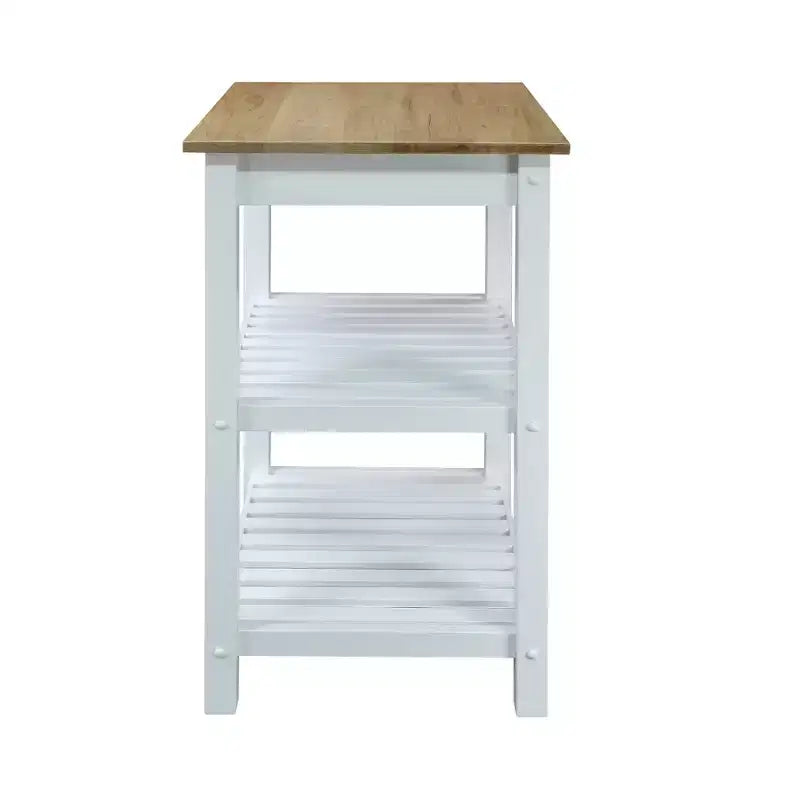 Sunrise Kitchen Island ¨C Hardwood Top, Sliding Drawer, Towel Rack & 2 Shelves