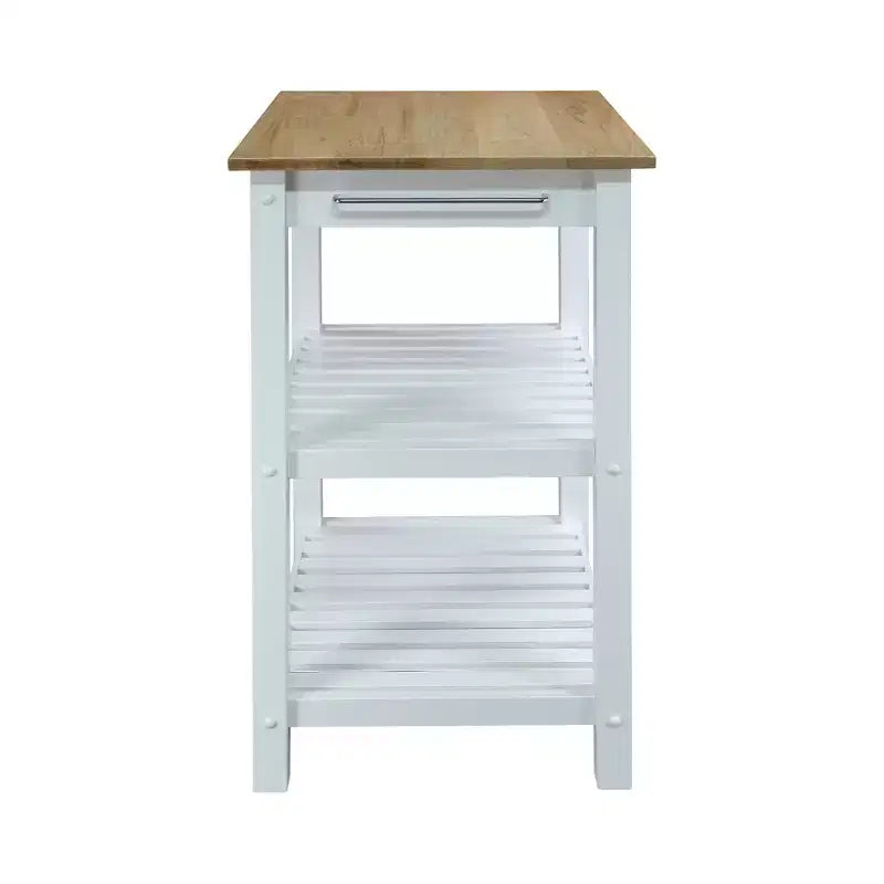 Sunrise Kitchen Island ¨C Hardwood Top, Sliding Drawer, Towel Rack & 2 Shelves