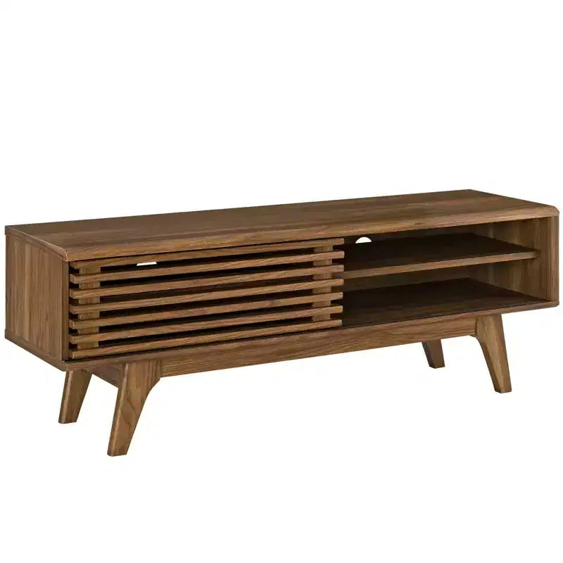 Render Mid-Century TV Stand for TVs up to 139,7 cm ¨C Walnut Grain, Sliding Doors, 121,9 cm ¨C immagine prodotto 1