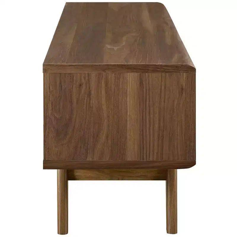 Render Mid-Century TV Stand for TVs up to 139,7 cm ¨C Walnut Grain, Sliding Doors, 121,9 cm