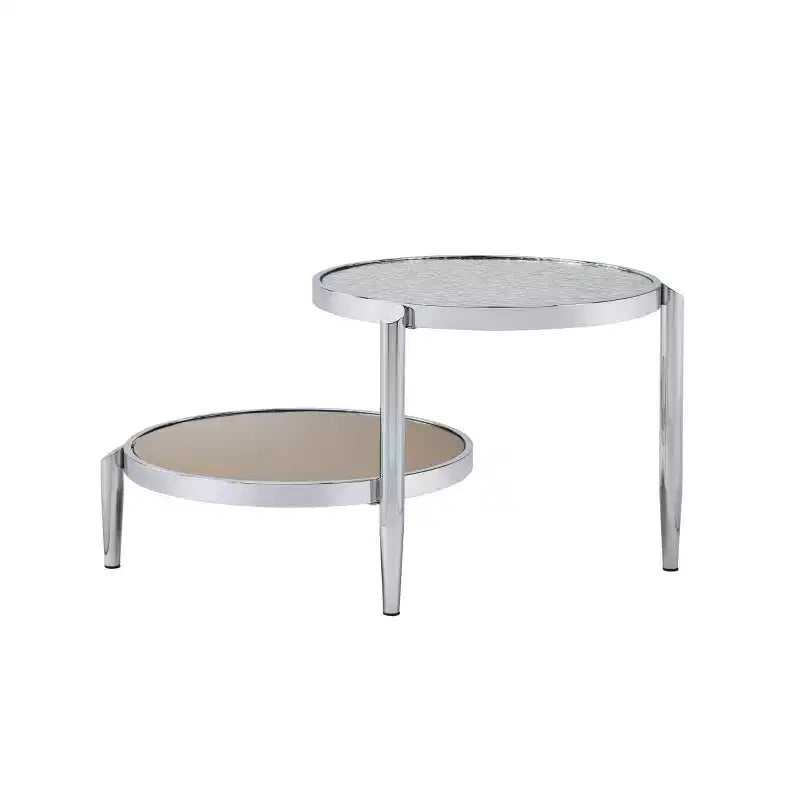 Round Glass Coffee Table ¨C Chrome Finish, 3-Leg Base, 94 cm Long