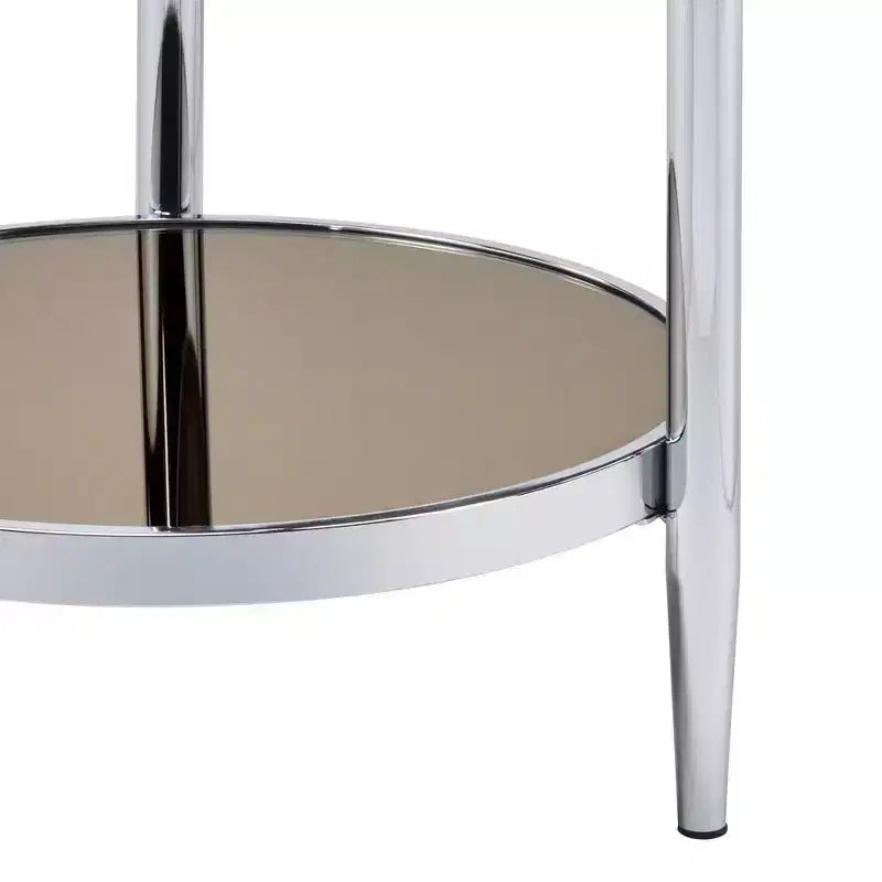 Round Glass Coffee Table ¨C Chrome Finish, 3-Leg Base, 94 cm Long