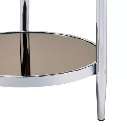 Round Glass Coffee Table ¨C Chrome Finish, 3-Leg Base, 94 cm Long