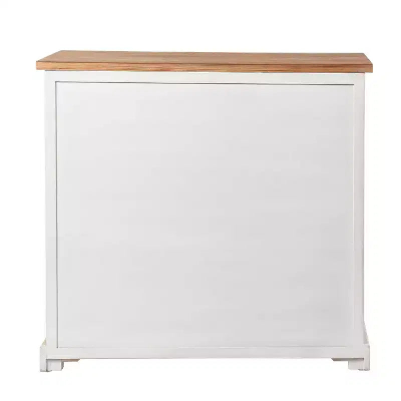 Shabby Chic Window Pane Cabinet ¨C Antique White, 3 Glass Doors & 2 Drawers
