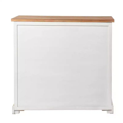 Shabby Chic Window Pane Cabinet ¨C Antique White, 3 Glass Doors & 2 Drawers