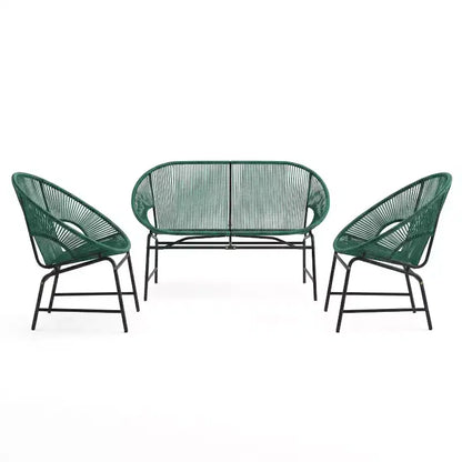 Christopher Knight Home Paoa Set Salotto da Esterno in 3 Pezzi Intrecciato con Struttura in Ferro (Tavolo Non Incluso)