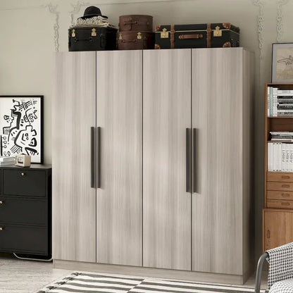 Armadio moderno freestanding in legno massiccio con ripiani
