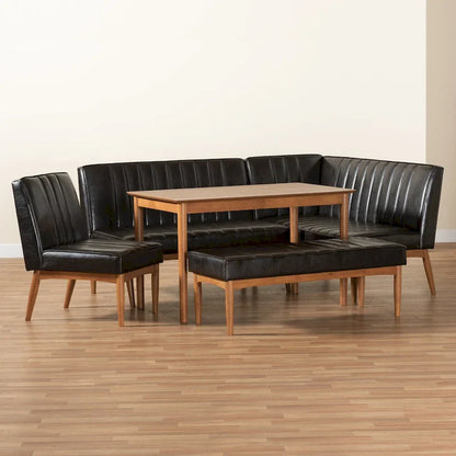 Set di 5 mobili per angolo pranzo Daymond Mid-Century con imbottitura e noce
