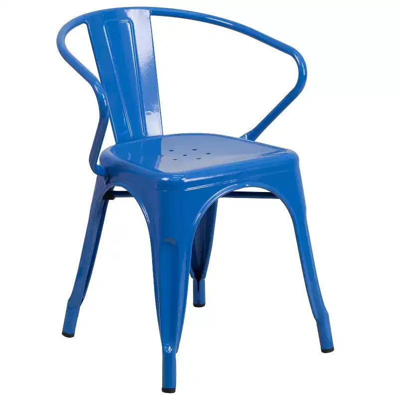 Ensemble table rectangulaire en métal qualité commerciale Emma et Oliver avec 6 chaises avec accoudoirs, pour l'intérieur et l'extérieur