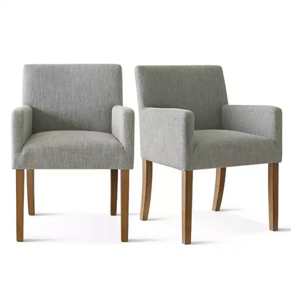 Set da pranzo da 9 pezzi con prolunga, include 6 sedie senza braccioli e 2 poltrone in lino neutro, gambe in legno massello, stile moderno-Panipeachy