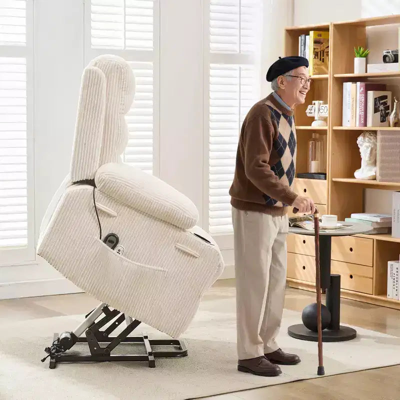 Fauteuil inclinable électrique releveur, fauteuils inclinables électriques pour personnes âgées avec fonction chauffante et massante, aide à la levée, porte-gobelets, poche latérale, pour salon