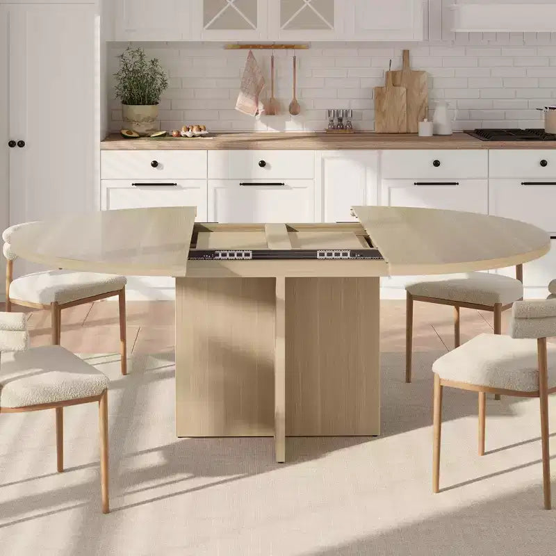 Tavolo da pranzo rotondo allungabile da 43,3''-59'' per 4-8 persone, moderno tavolo da pranzo ovale da cucina con prolunghe rimovibili, tavolo da pranzo per sala da pranzo, cucina