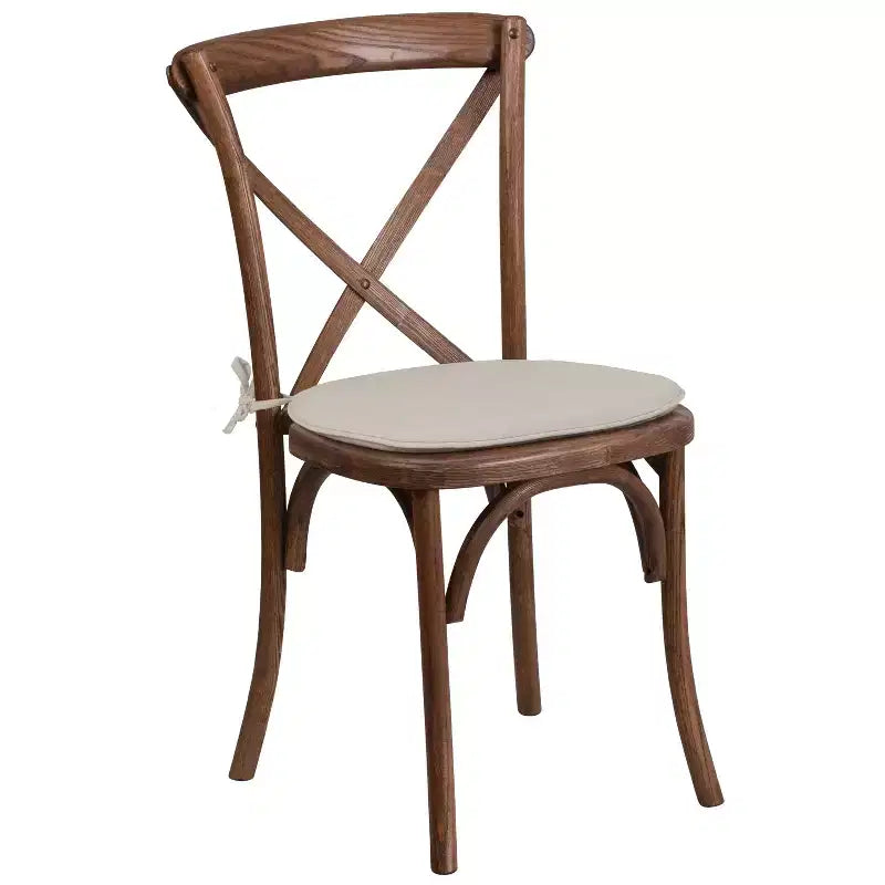 Chaise empilable en bois à dossier croisé Flash Furniture série HERCULES avec coussin