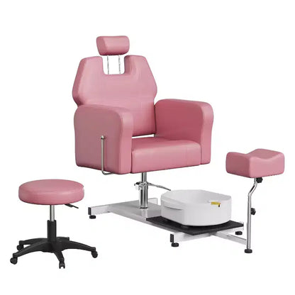 Poltrona Reclinabile per Pedicure con Sgabello, Poggiapiedi e Vasca Massaggiante, per Poltrone Pedicure, Saloni di Bellezza e Spa