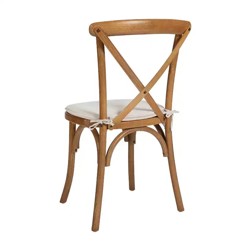 Chaise empilable en bois à dossier croisé Flash Furniture série HERCULES avec coussin