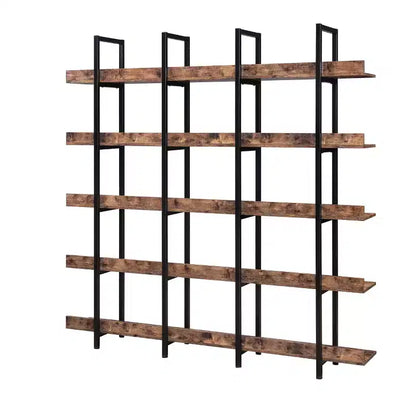 Étagère de style industriel vintage Whisen avec cadre en métal et panneau MDF, bibliothèque ouverte pour le bureau à domicile