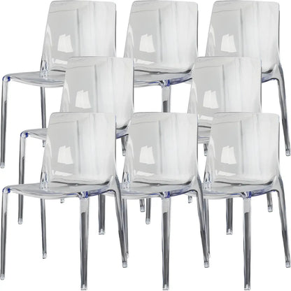 Chaise de salle à manger sans accoudoirs à dossier bas en acrylique ambre