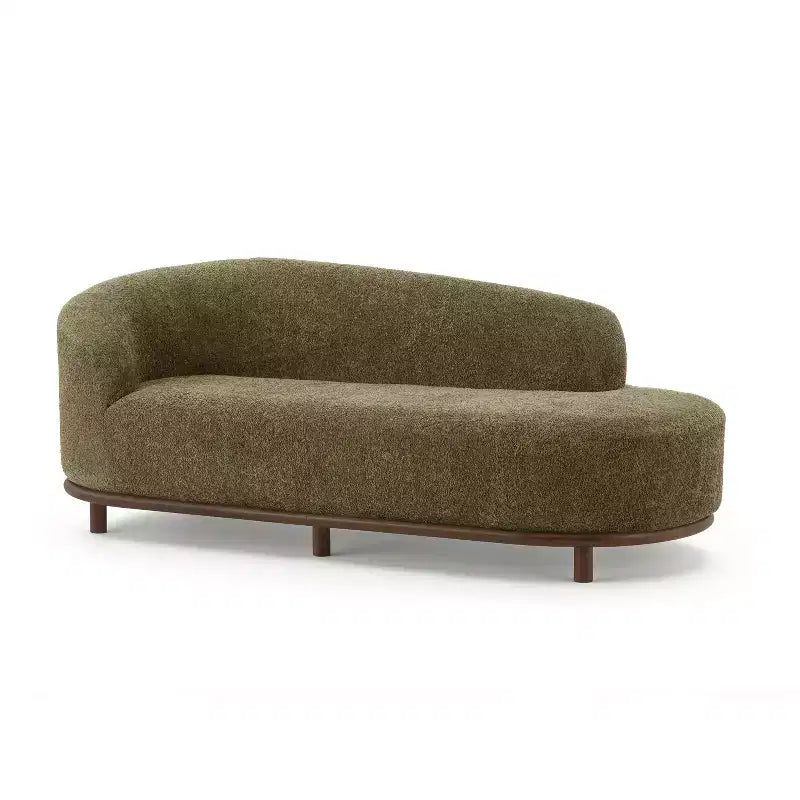 ModernLuxe Chaise Longue, Divano Moderno Metà Secolo con Struttura in Legno di Gomma, Daybed Orientato a Sinistra per Soggiorno