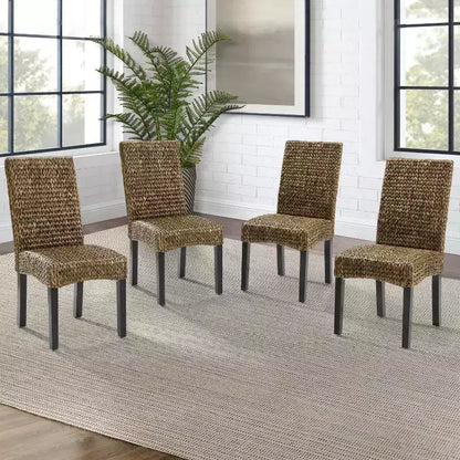 Set di 4 sedie da pranzo Edgewater in fibra di giacinto d'acqua/marrone scuro - Crosley