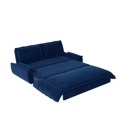 Divano Letto Convertibile Blu in Velluto, Divano Letto Estraibile 3 in 1, 3 Posti a Sedere