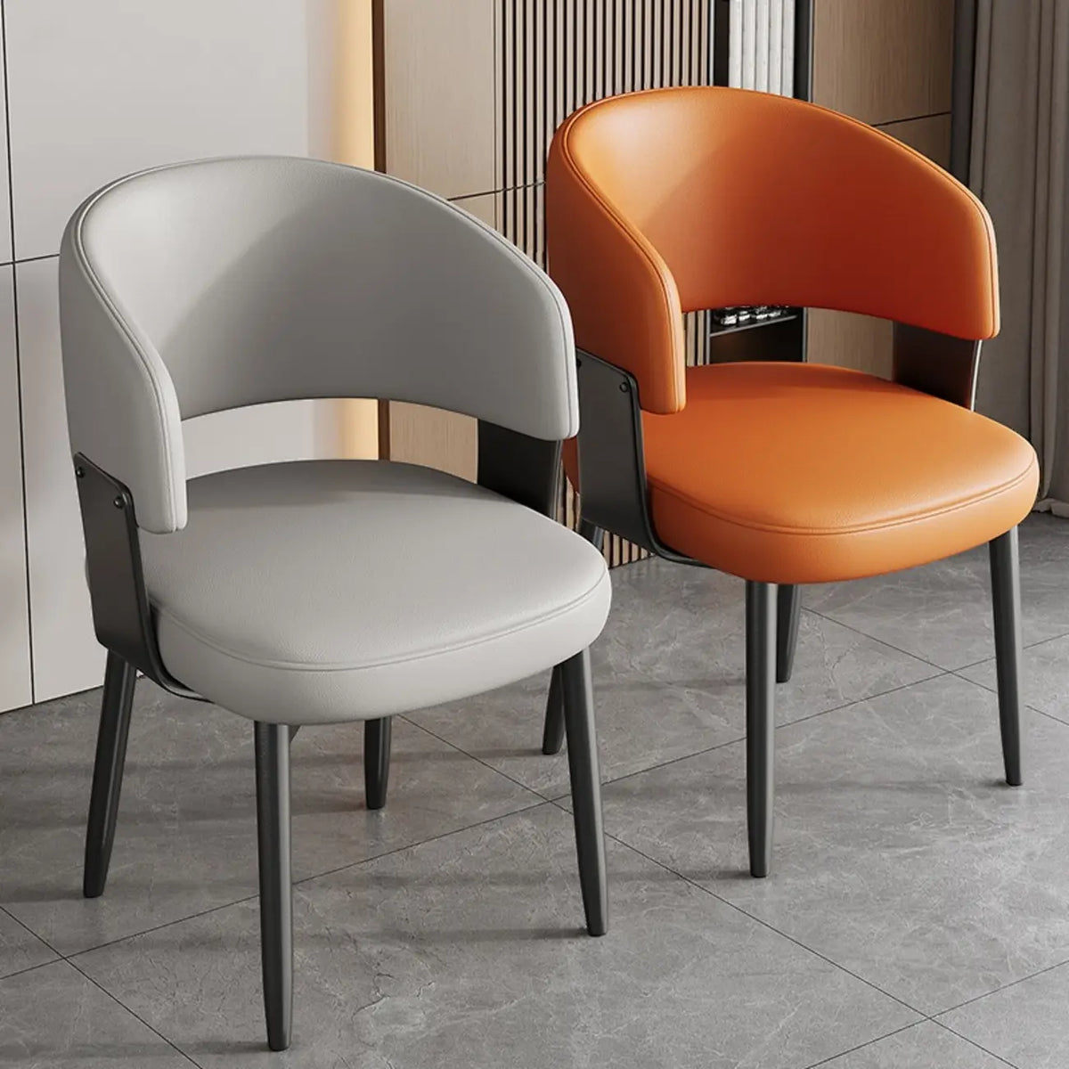 Sedia da pranzo moderna glamour rivestita in pelle