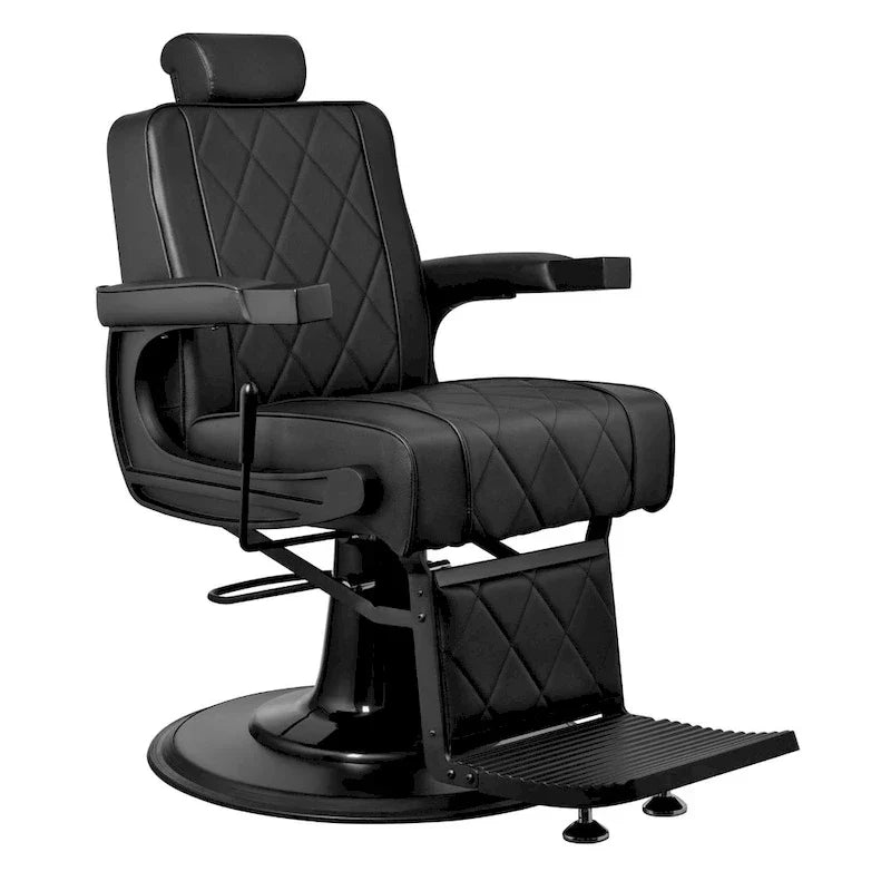 ROGERS Fauteuil de barbier inclinable robuste Fauteuil de coiffure, Noir