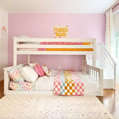 Max & Lily Letto a Castello Basso in Legno, da Una Piazza e Mezza a Due Piazze, per Bambini, con Scala