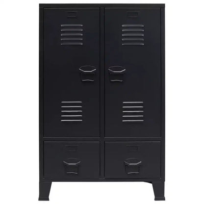 vidaXL Armoire en tôle noire avec étagères réglables moyennes