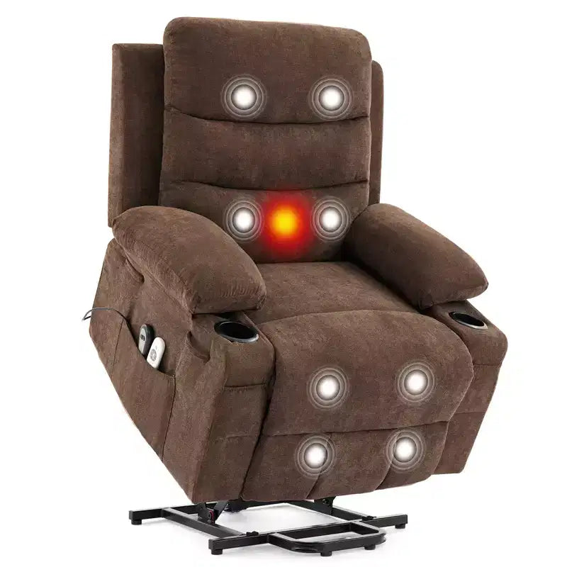 Fauteuil inclinable électrique releveur, fauteuils inclinables électriques pour personnes âgées avec fonction chauffante et massante, aide à la levée, porte-gobelets, poche latérale, pour salon