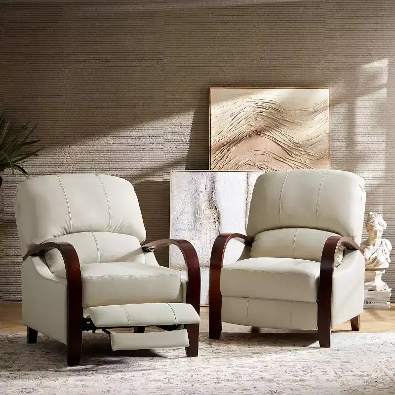Lot de 2 fauteuils relax manuels en cuir véritable, inclinaison 159°