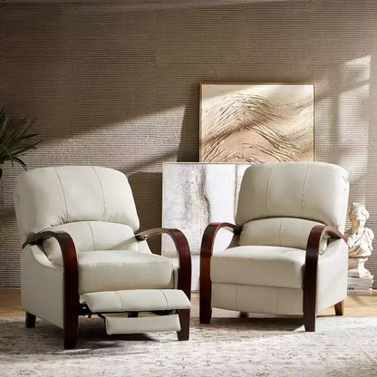 Lot de 2 fauteuils relax manuels en cuir véritable, inclinaison 159°