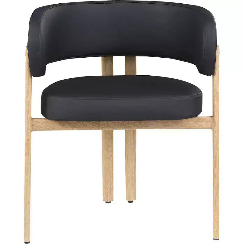 Meridian Furniture, Sedia da pranzo Gideon in pelle vegana nera, Set da 2