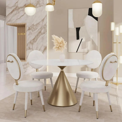 Morden Fort Set da pranzo rotondo moderno di lusso da 5 pezzi con tavolo e sedie