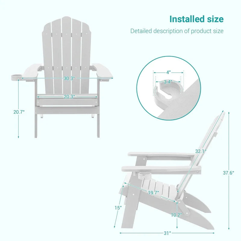 Bonosuki Set di 2 sedie Adirondack pieghevoli per patio e braciere