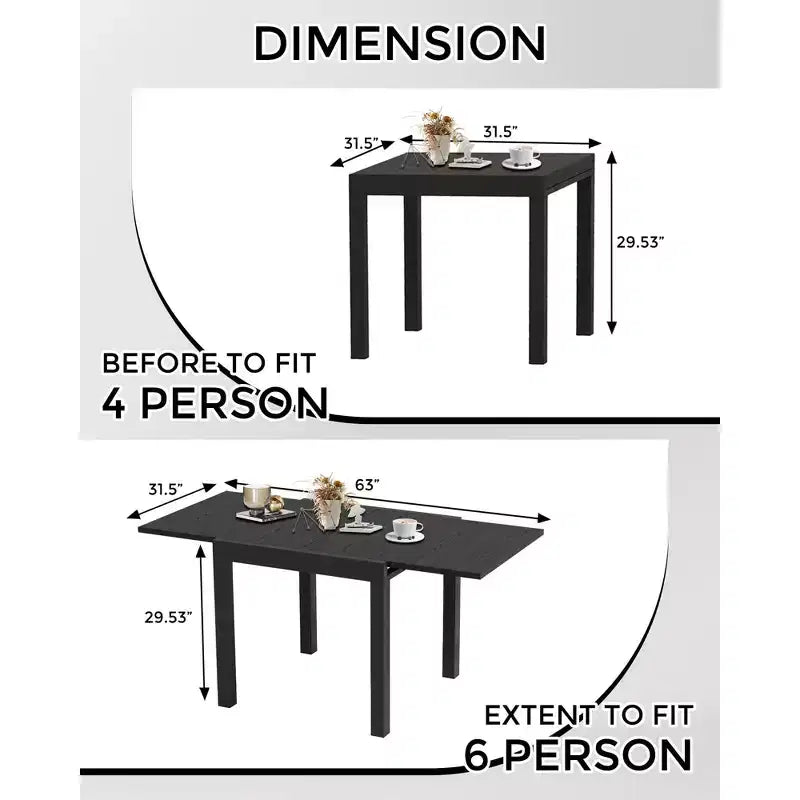 Table à manger extérieure extensible en aluminium imitation bois - Rectangulaire, résistante à la rouille, 6 places