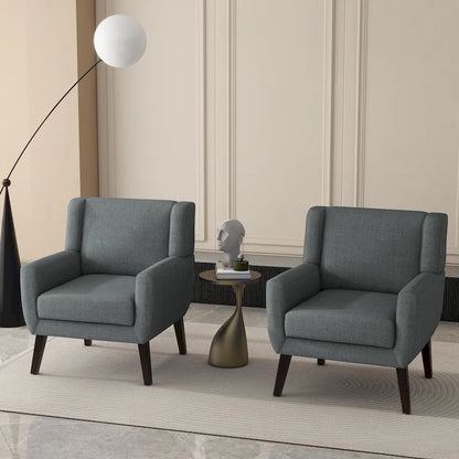 Fauteuil d'appoint en lin, à oreilles, lot de 2