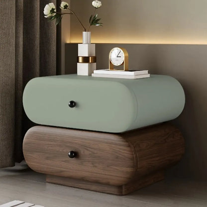 Comodino moderno bicolore con cassetti contenitori