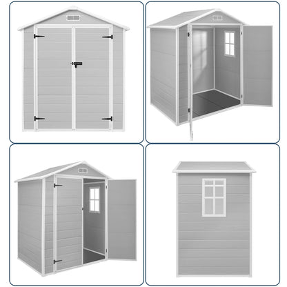 Casetta da giardino in resina per esterni, in plastica, per tutte le stagioni, con pavimento, 6 x 4 piedi/6 x 8 piedi/8 x 6 piedi/8 x 10 piedi, Spire Tool Shed