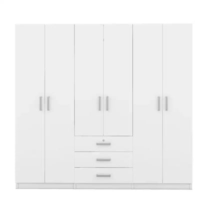 Armoire 6 portes en bois avec tiroirs pour chambre à coucher