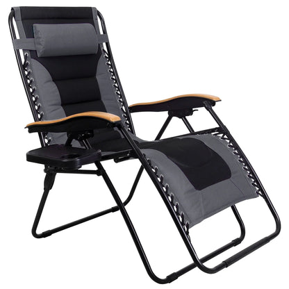 Fauteuil de relaxation zéro gravité XL surdimensionné rembourré avec accoudoirs plus larges et porte-gobelet réglable - N/A
