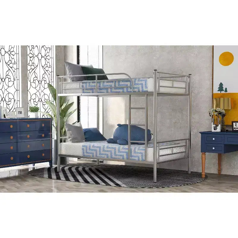 Letto a castello con scaletta e sponda di sicurezza Letti a castello in metallo per bambini, bambine, ragazzi, facile da montare, salvaspazio