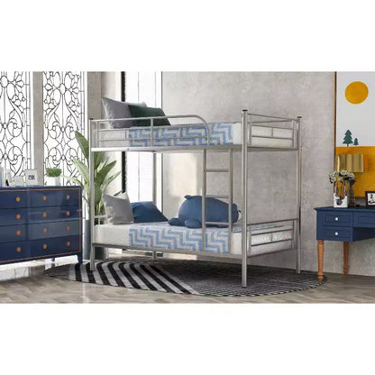Letto a castello con scaletta e sponda di sicurezza Letti a castello in metallo per bambini, bambine, ragazzi, facile da montare, salvaspazio