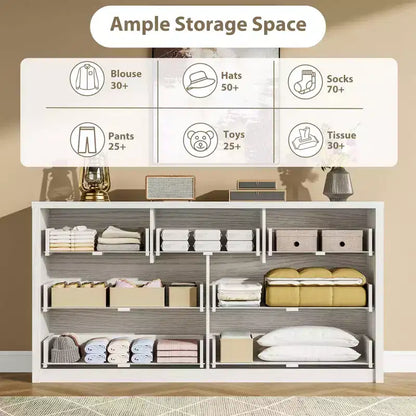 Comò Moderno Largo a 7 Cassetti per Camera da Letto, Grande Cassettiera in Legno con Organizzatore per Soggiorno, Corridoio e Ingresso