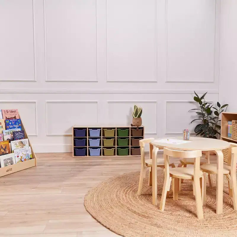 Meuble de rangement 15 bacs ECR4Kids Streamline avec 15 bacs à façade incurvée, 3x5, mobilier pour enfants