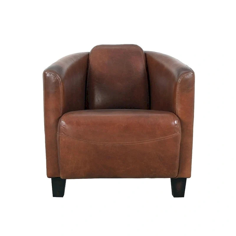Poltrona Pasargad Home Madison in pelle primo fiore, marrone - L27,5xP30xA27