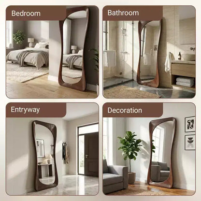 Dovelina 71H*31W Specchio a Figura Intera Asimmetrico Specchio Decorativo da Appoggio Specchio Moderno da Bagno per Soggiorno Sala da Pranzo Ingresso Camera da Letto