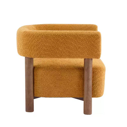 Christopher Knight Home Bram Poltrona d'Appoggio in Bouclé e Legno di Gomma con Schienale Curvo Aperto