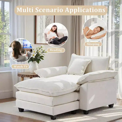 Poltrona a sacco oversize in ciniglia EHMKNP con pouf