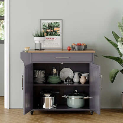 Îlot de cuisine roulant avec armoire de rangement