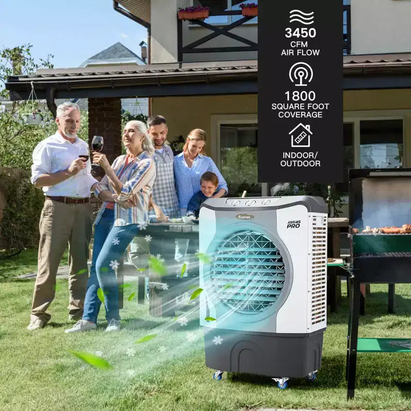 Refroidisseur évaporatif industriel Costway 3450CFM Ventilateur de refroidissement 4-en-1 Réservoir de 45 L